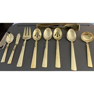 Reed & Barton Sanderling Gold Electroplate Stainless Steel Serving Set‎ of 9